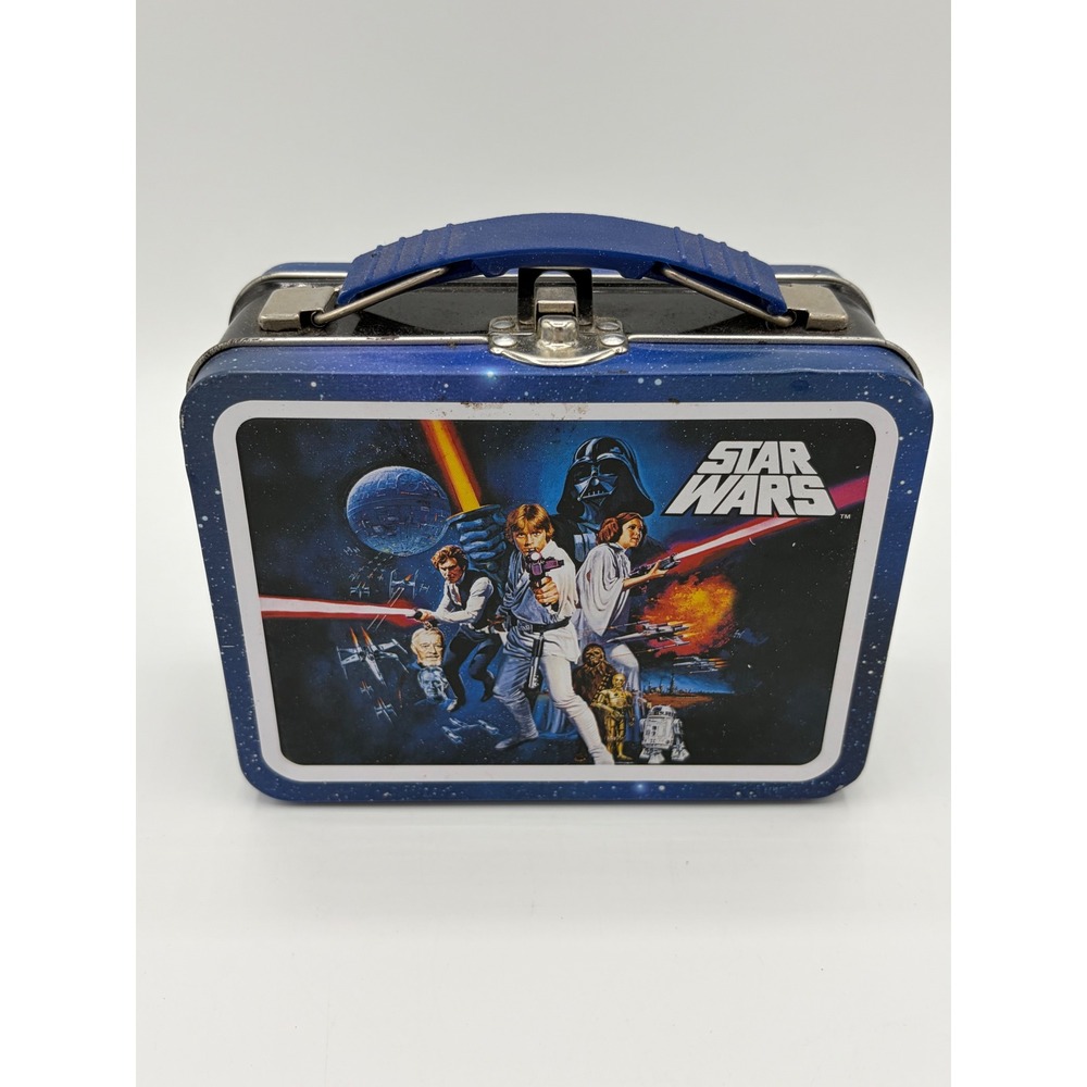Star Wars A New Hope Tin Box Blue Metal Collectible Small Storage Case